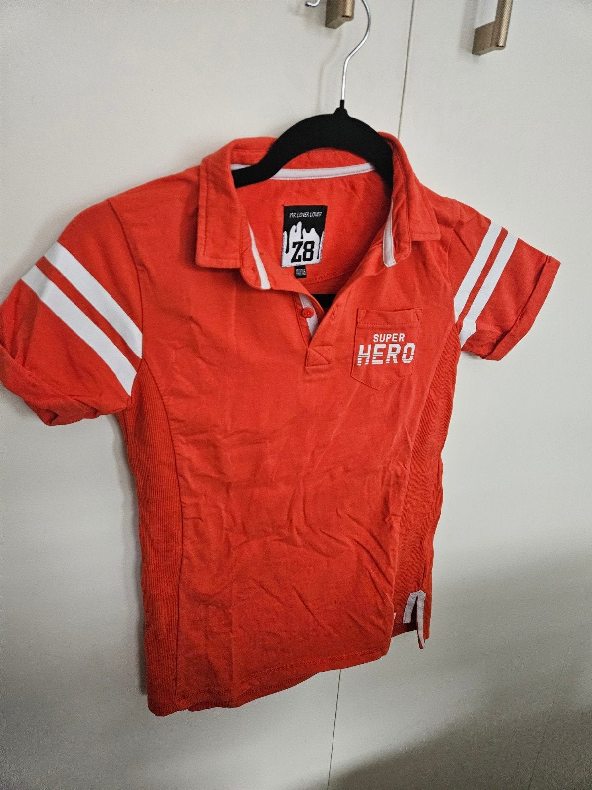 Z8 Polo Shirt Oranje met Witte Strepen Maat 140/146, Gebruikt, Z8, Ophalen of Verzenden, Shirt of Longsleeve