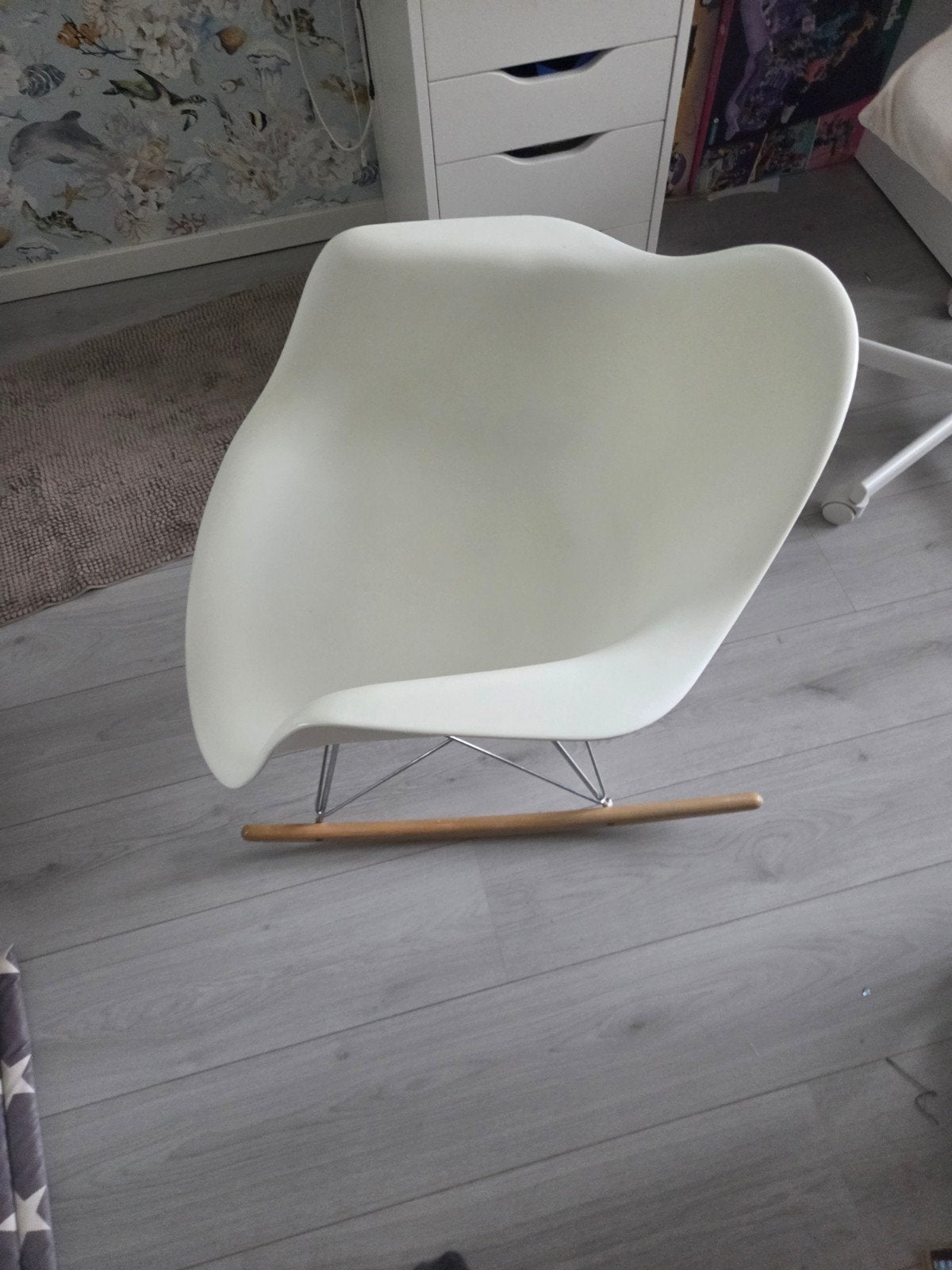 Vitra Eames RAR replica schommelstoel wit, Ophalen, Wit, Hout, Zo goed als nieuw