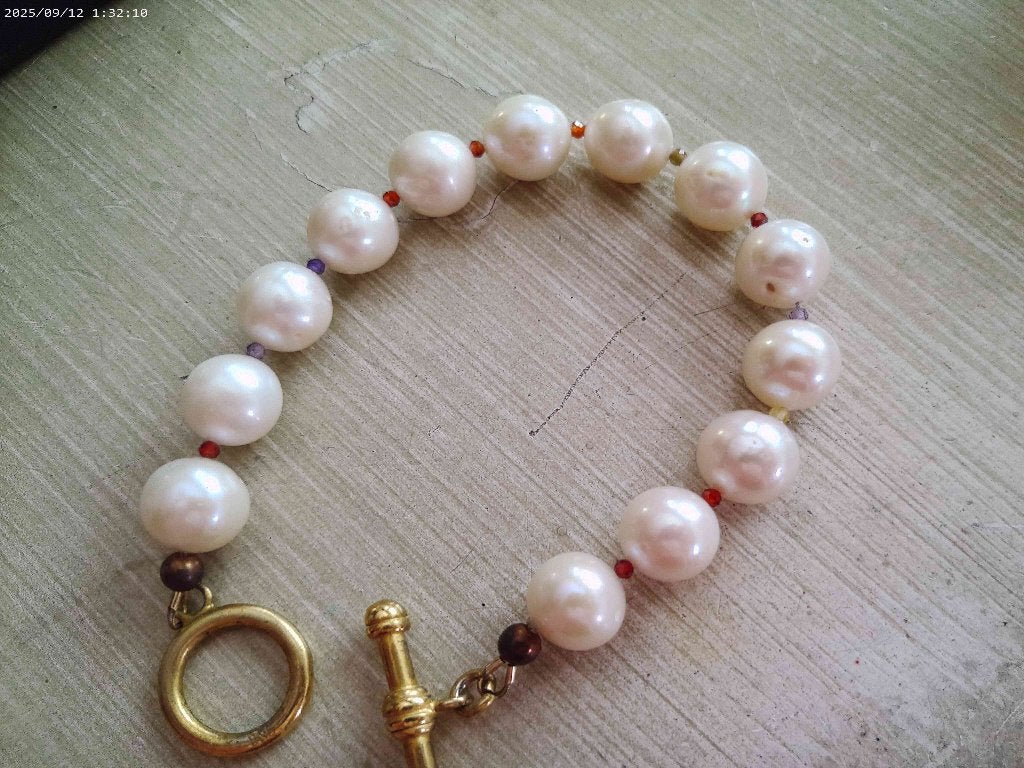 anna nina parel armband, Ophalen, Goud, Goud