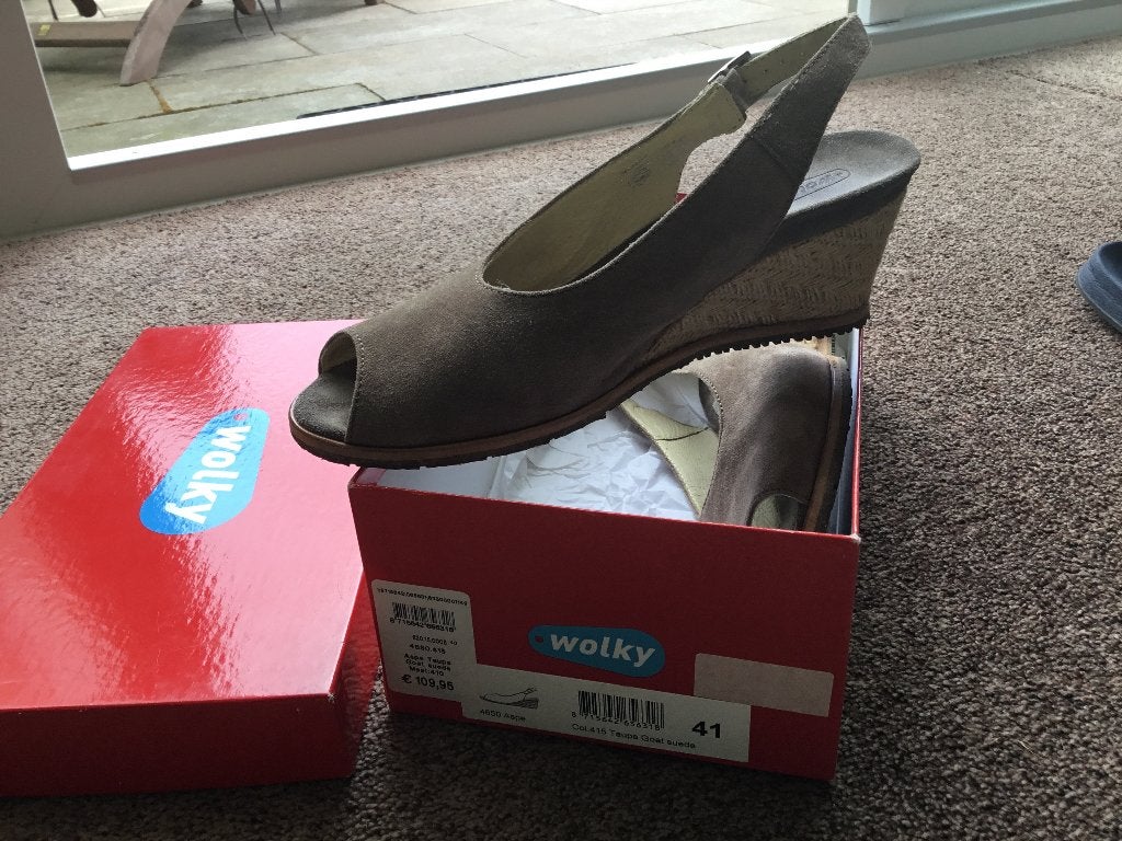 Mooie Damesschoen taupe sling back van Wolky, maat 41, Ophalen, Wolky, Schoenen met lage hakken, Overige kleuren