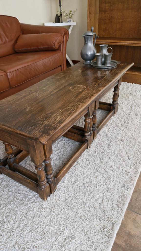 Antieke salontafel 145x45x40 cm, Ophalen, Minder dan 50 cm, Gebruikt, 100 tot 150 cm