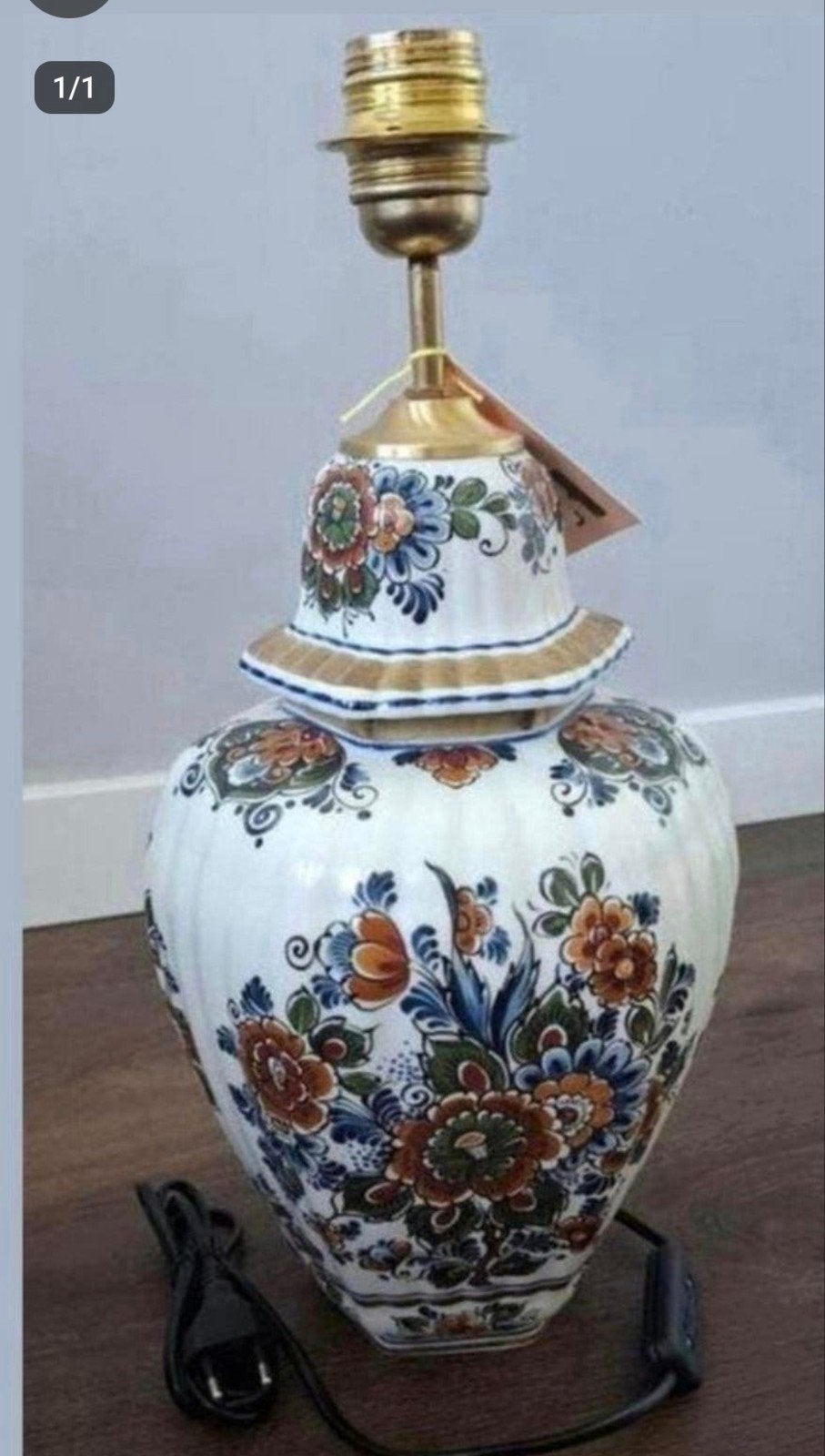 Delfts Blauw Stijl Tafellamp met Bloemmotief, Antiek en Kunst, Ophalen of Verzenden