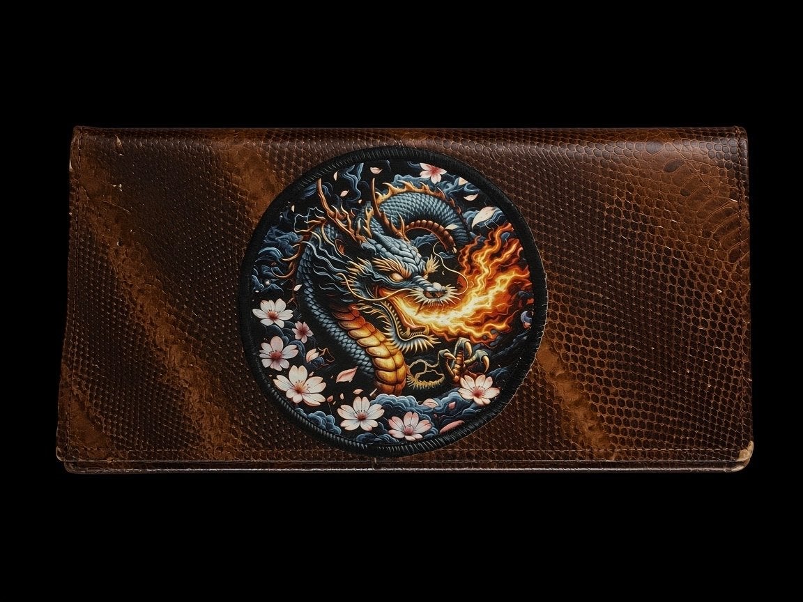 Jaren '70 Slangenleren Tas met Drakenpatch - Upcycled Uniek, Sieraden, Tassen en Uiterlijk, Tassen | Damestassen, Verzenden, Gebruikt