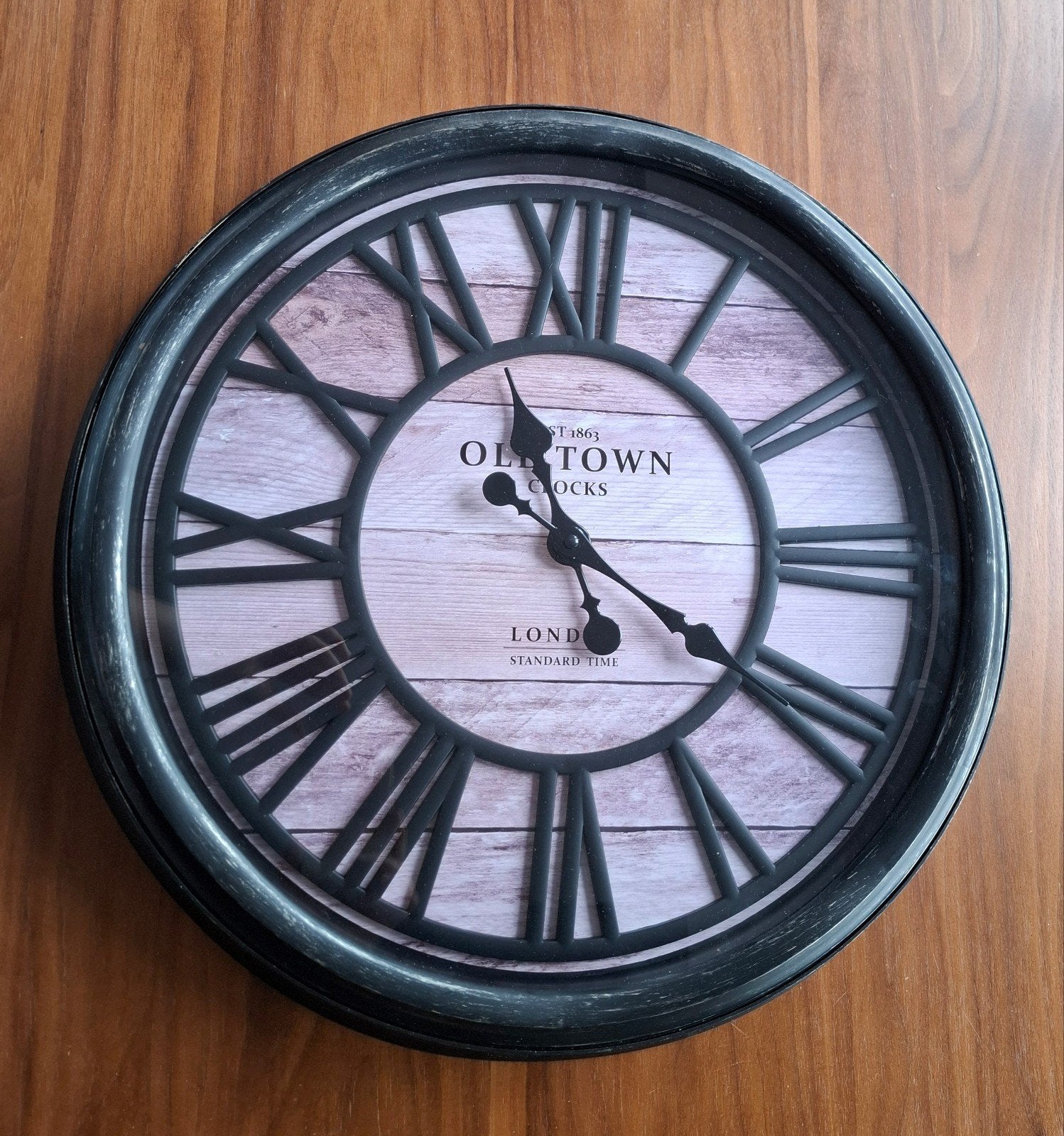 Wandklok Old Town London - 50 cm diameter, Ophalen, Vintage, Analoog, Zwart