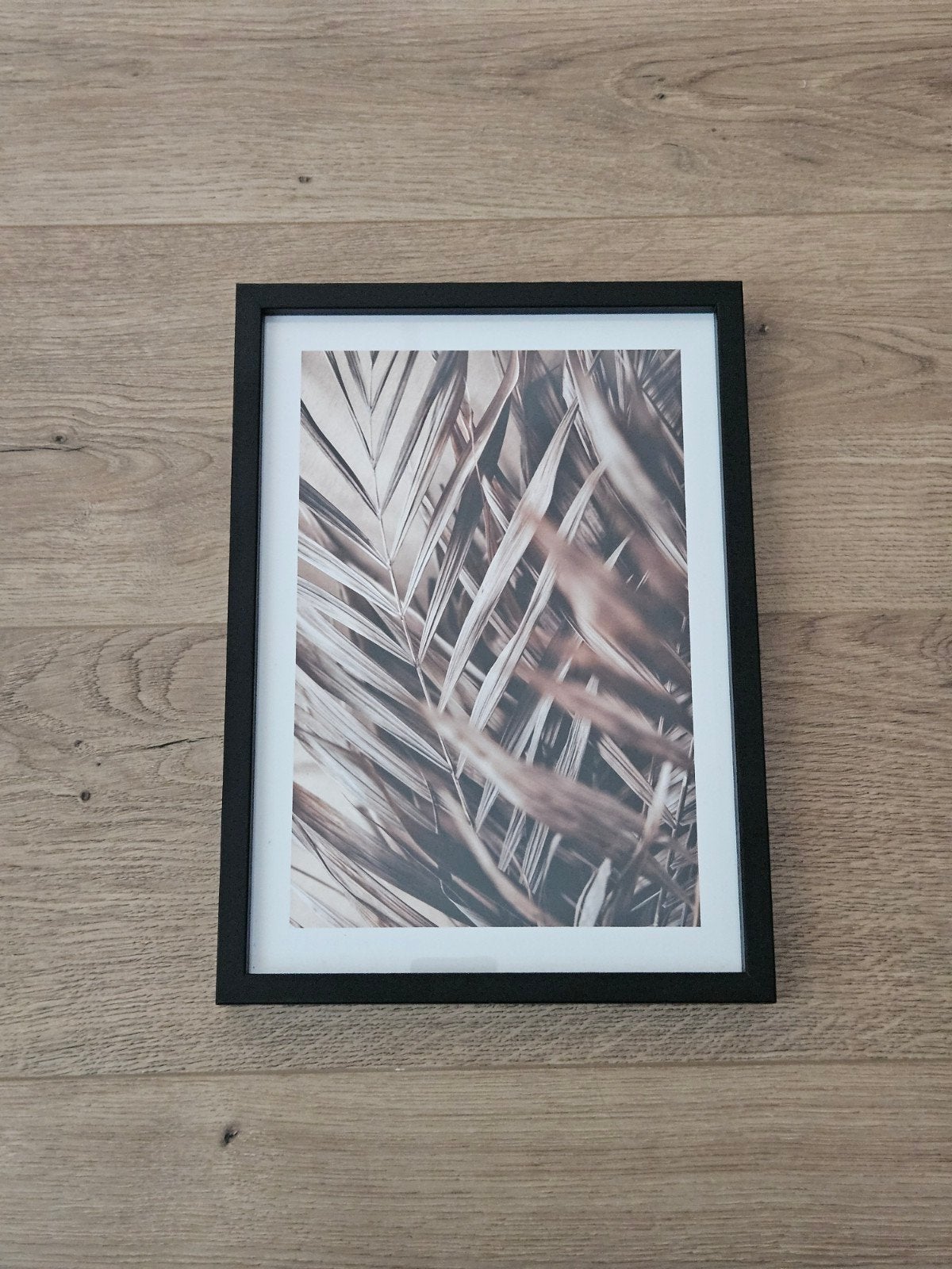 Schilderij met palmblad print - 32x23 cm - met lijst, Huis en Inrichting, Ophalen, Minder dan 50 cm, Zo goed als nieuw, Schilderij
