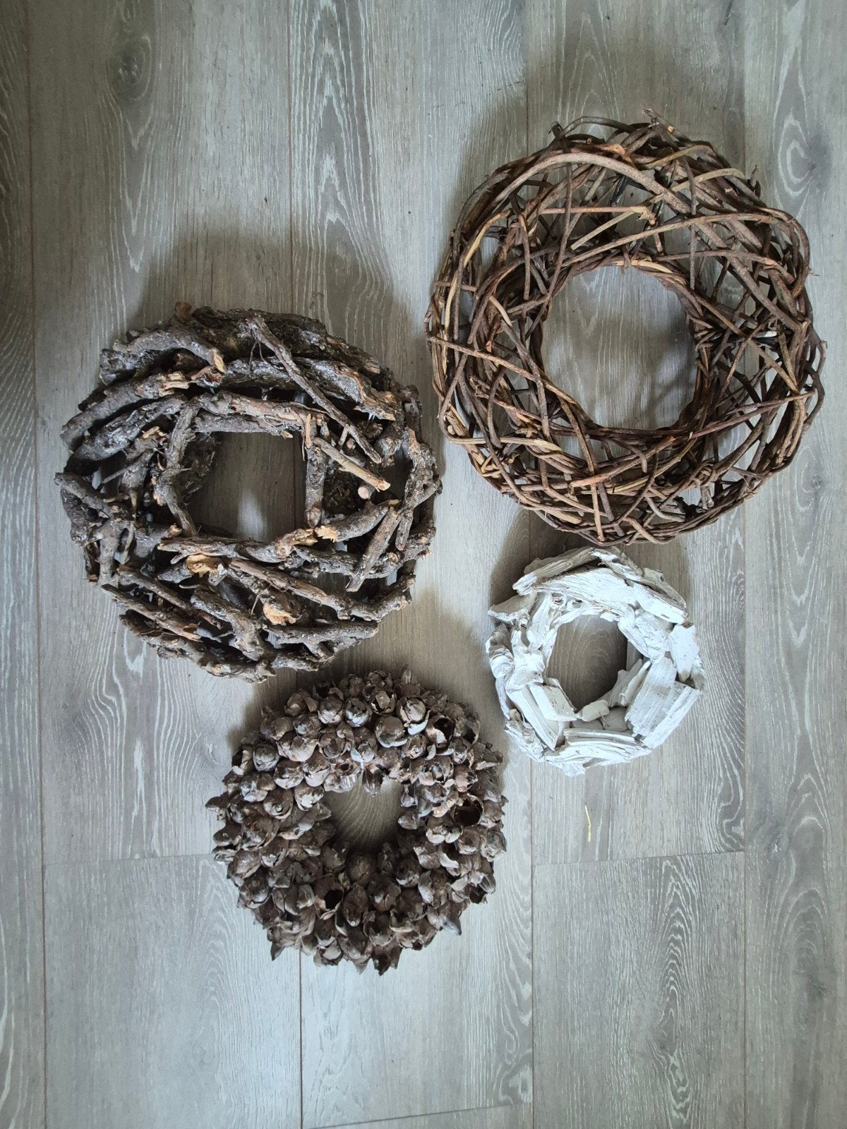 4 Kransen van natuurlijke materialen, diverse afmetingen, Ophalen, Gebruikt