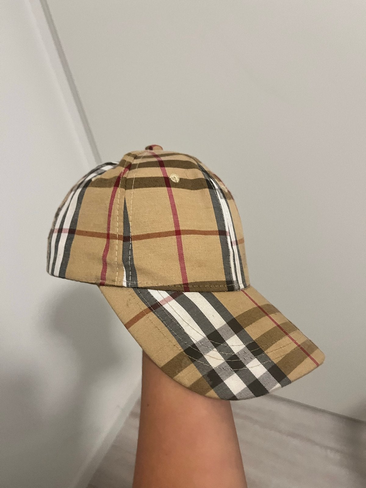Burberry geruite pet - Zo goed als nieuw, Ophalen of Verzenden, Zo goed als nieuw, One size fits all, Pet