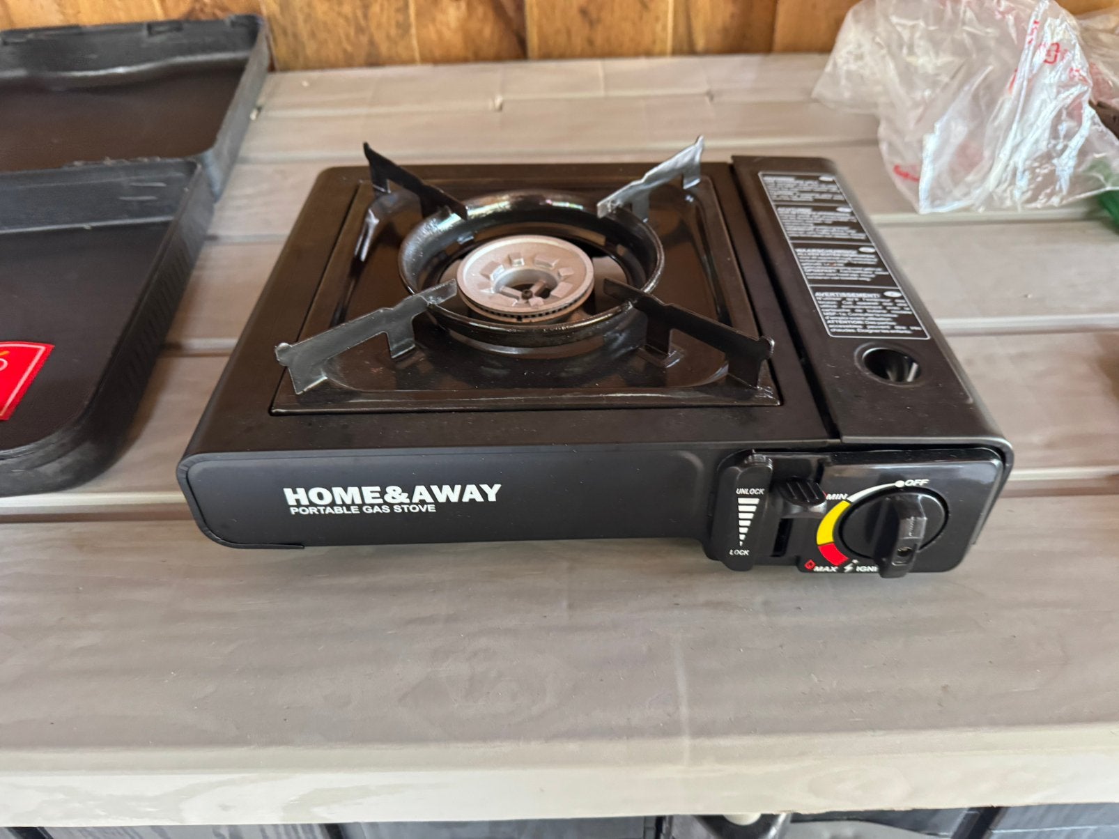 Portable brander (stoof) met BBQ plaat en 4 cardridge, Ophalen of Verzenden, Gebruikt