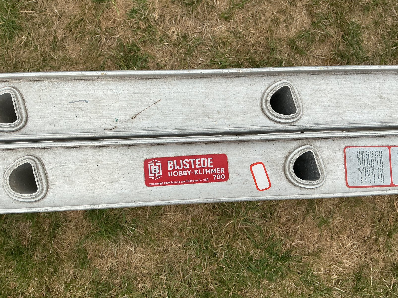 Aluminium uitschuifladder 2-delig, Ophalen, Gebruikt, 4 meter of meer