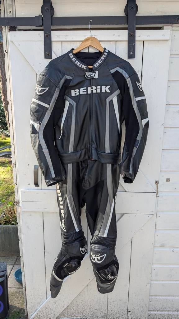 Berik Motorpak Leer Maat 52 - Zwart/Grijs, Motoren, Kleding | Motorkleding, Combipak, Heren, Tweedehands, Ophalen