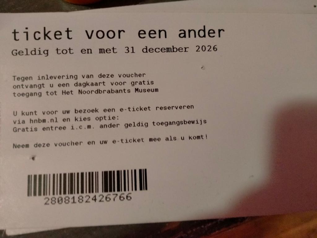 2 stuks kaartje voor musea, Tickets en Kaartjes, Eén persoon, Ticket of Toegangskaart