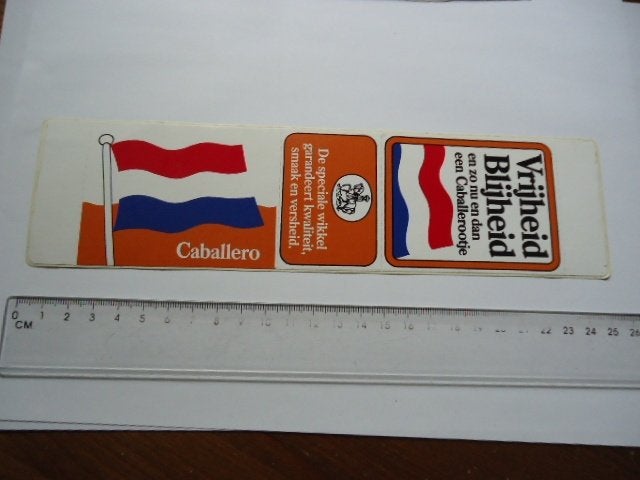 sticker CABALLERO sigaret NL vlag jaren 70 80 seventies 3x, Verzenden, Zo goed als nieuw