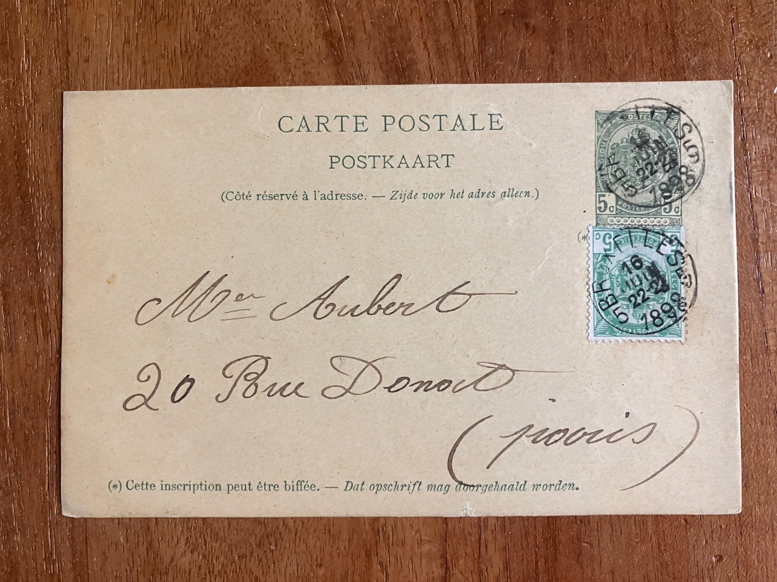 Oude Belgische Postkaart - Brussel 1898, Ophalen of Verzenden, Voor 1920, Gelopen, Brussel (Gewest)