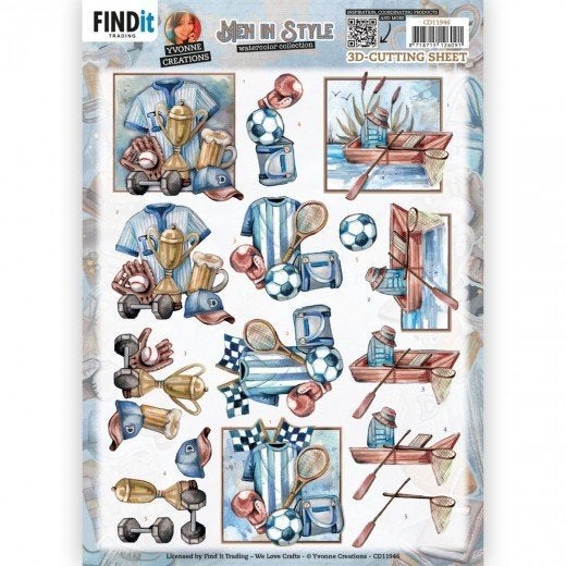 Yvonne Creations CD11946 Men in Style sports 3D knipvel A4, ., Nieuw, Ophalen of Verzenden, .
