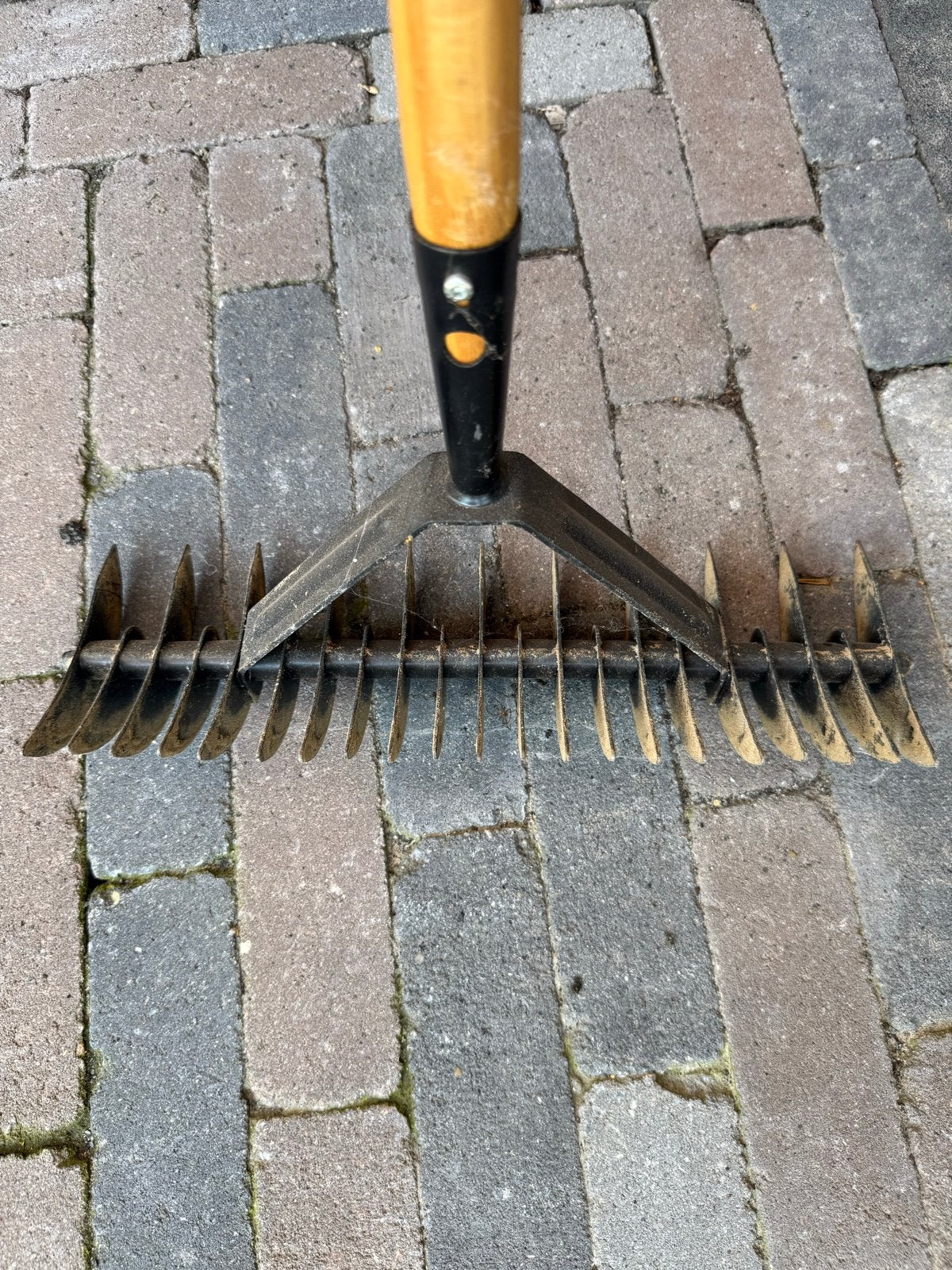 Verticuteerhark met houten steel, Ophalen of Verzenden, Gebruikt, Hark