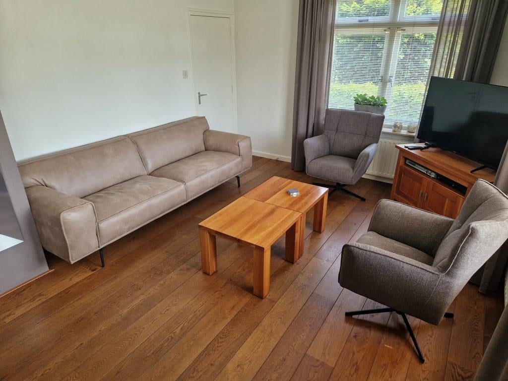 2 salontafels en tv-kastje van massief kersenhout, Ophalen, Gebruikt, 50 tot 100 cm, 100 tot 150 cm