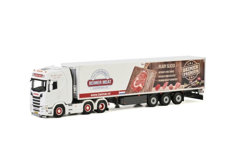 Wsi Scania Beimer Meat, Hobby en Vrije tijd, Modelauto's | 1:50, Ophalen of Verzenden, Nieuw, Bus of Vrachtwagen, Wsi