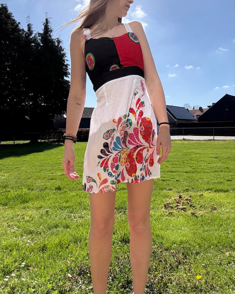 Baba Design Vintage Zomer Jurk, Wit, Ophalen of Verzenden, Maat 36 (S), Gedragen