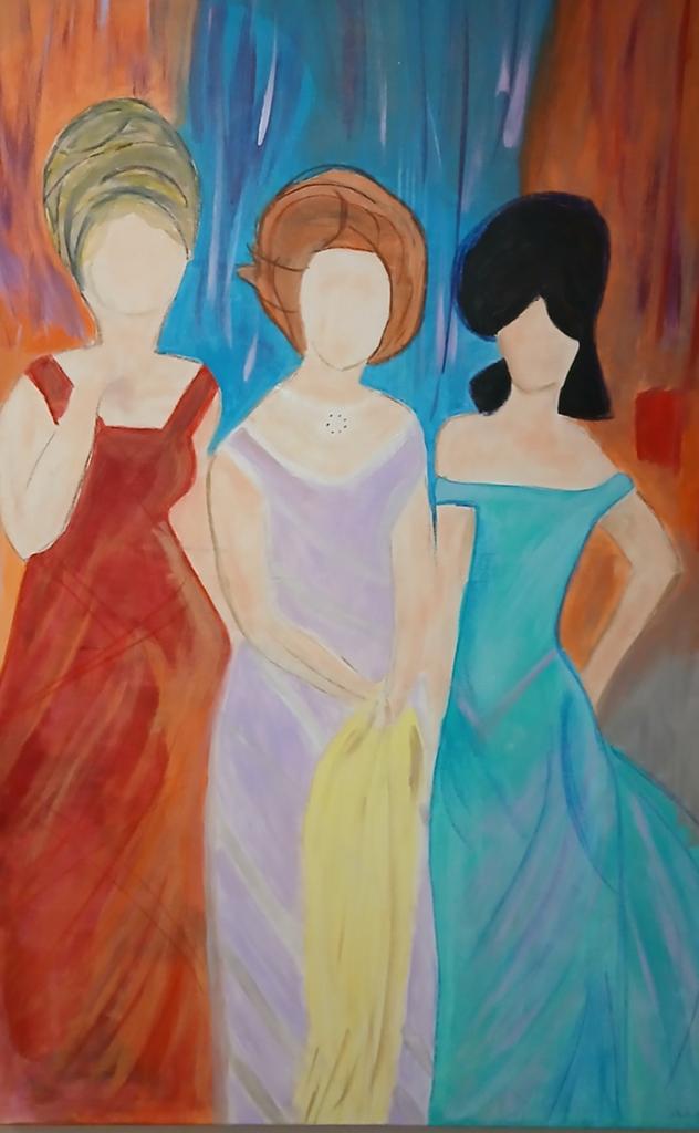 Schilderij 'Drie Vrouwen' - Modern Abstract Kunstwerk, Ophalen of Verzenden