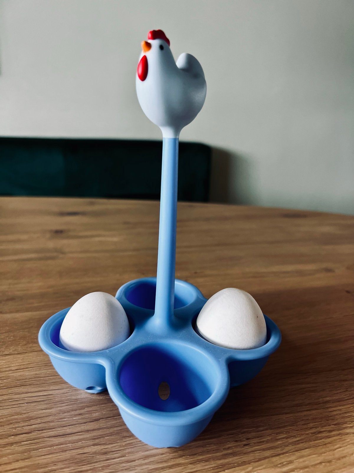Alessi Cico Eierdopje/Eierhouder - Blauw met Kip, Kunststof, Ophalen of Verzenden, Zo goed als nieuw, Alessi