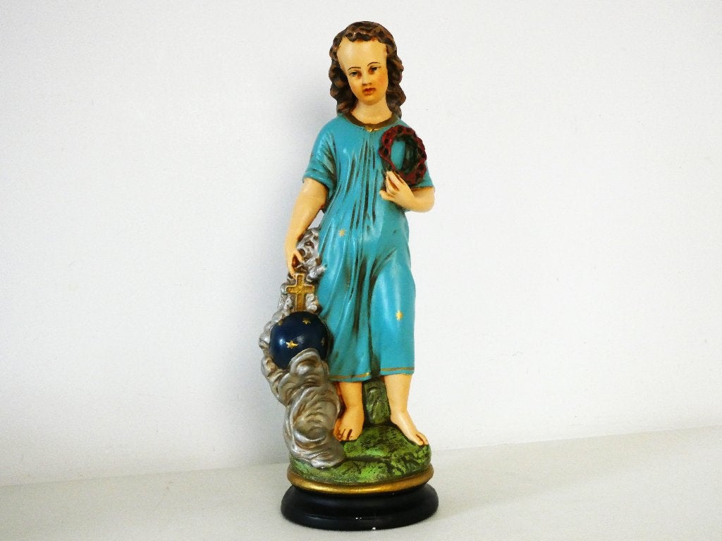 Kindje Jezus Christus Doornenkroon Rijksappel Passie beeld, Ophalen of Verzenden