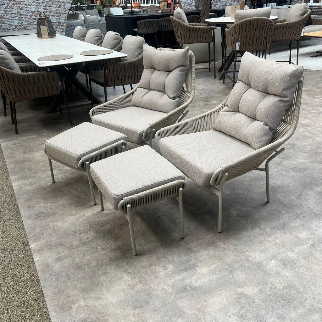 Nogales Loungestoel en Voetenbank | Showroommodel, Tuin en Terras, Tuinstoelen, Ophalen, Zo goed als nieuw, Aluminium