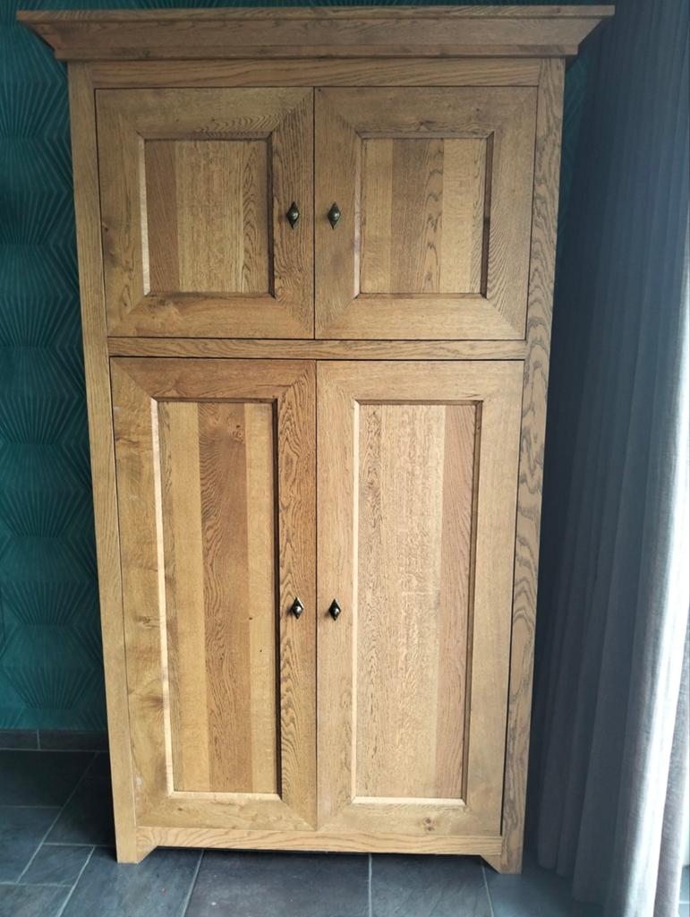 Handgemaakte massieve eikenhouten kast, Huis en Inrichting, Kasten | Computermeubels, Gebruikt, 170 cm of meer, 120 tot 170 cm