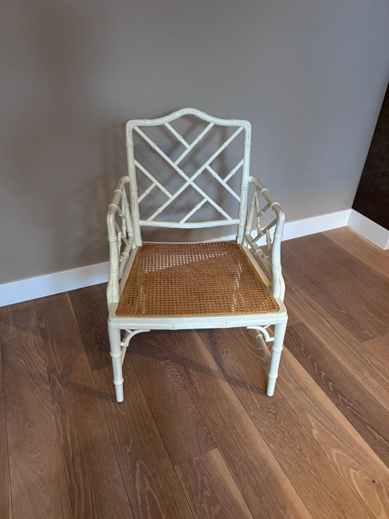 Faux Bamboo Chippendale vintage design stoel, Ophalen, Overige materialen, Gebruikt, Wit