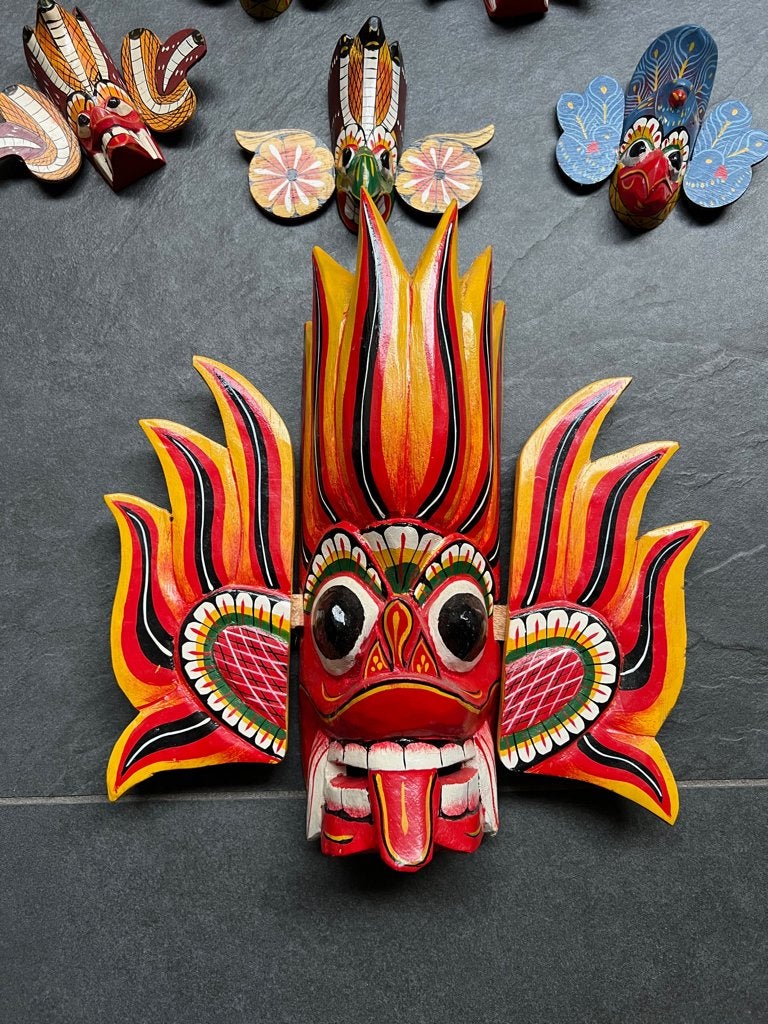 Raksha naga gara houtsnijwerk masker sri lanka, Antiek en Kunst, Kunst | Beelden en Houtsnijwerken, Overige onderwerpen, Handgemaakt