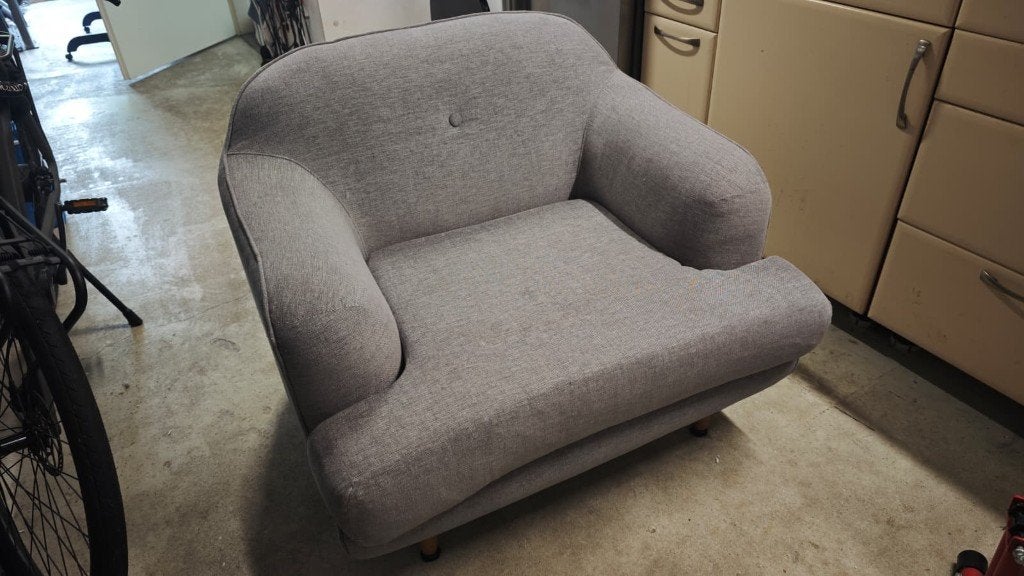 Grijze Lounge Stoel / Love Seat / Loveseat, Ophalen, Gebruikt, 75 tot 100 cm, Modern Lounge