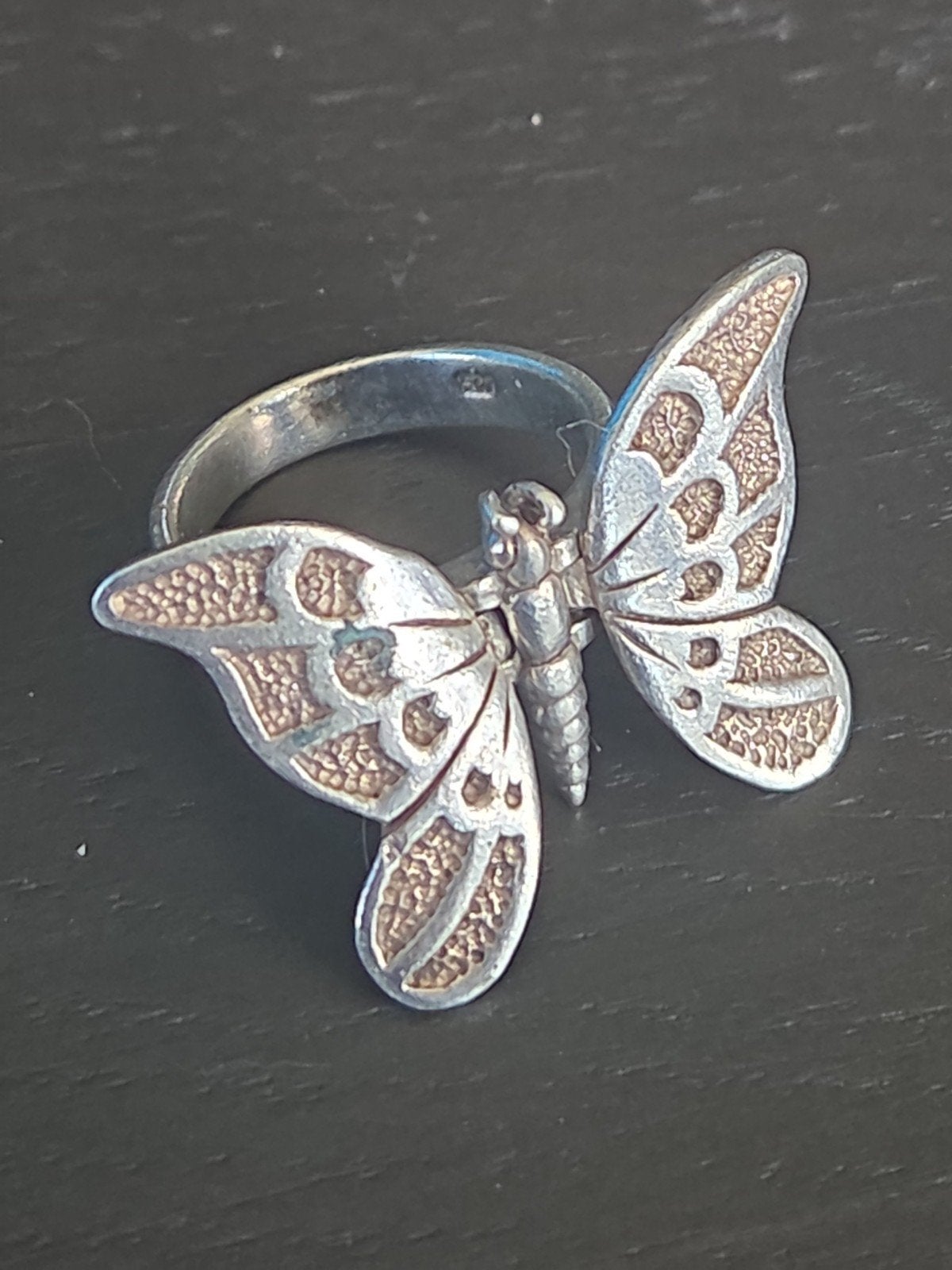vintage sterling zilveren ring vlinder, Gebruikt, Ophalen of Verzenden, X, Dame