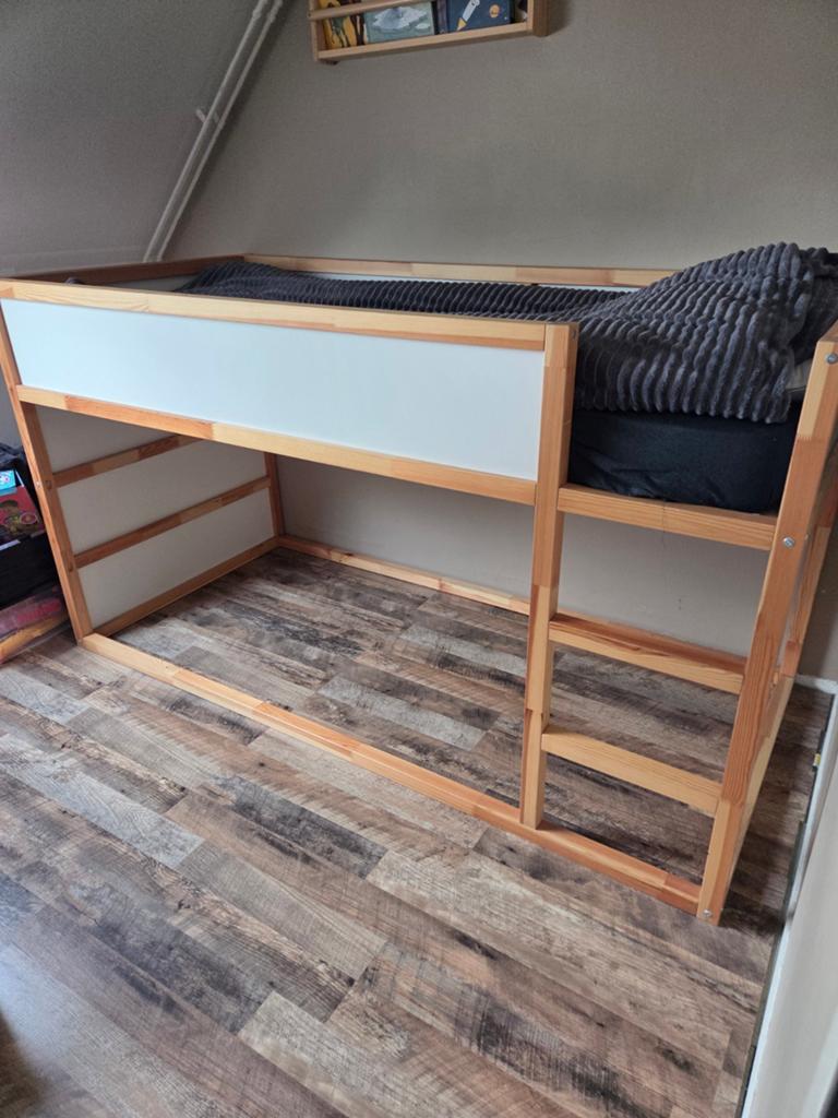 GRATIS Halfhoogslaper bed met lattenbodem 90x200, Ophalen, 90 cm, Eenpersoons, Wit