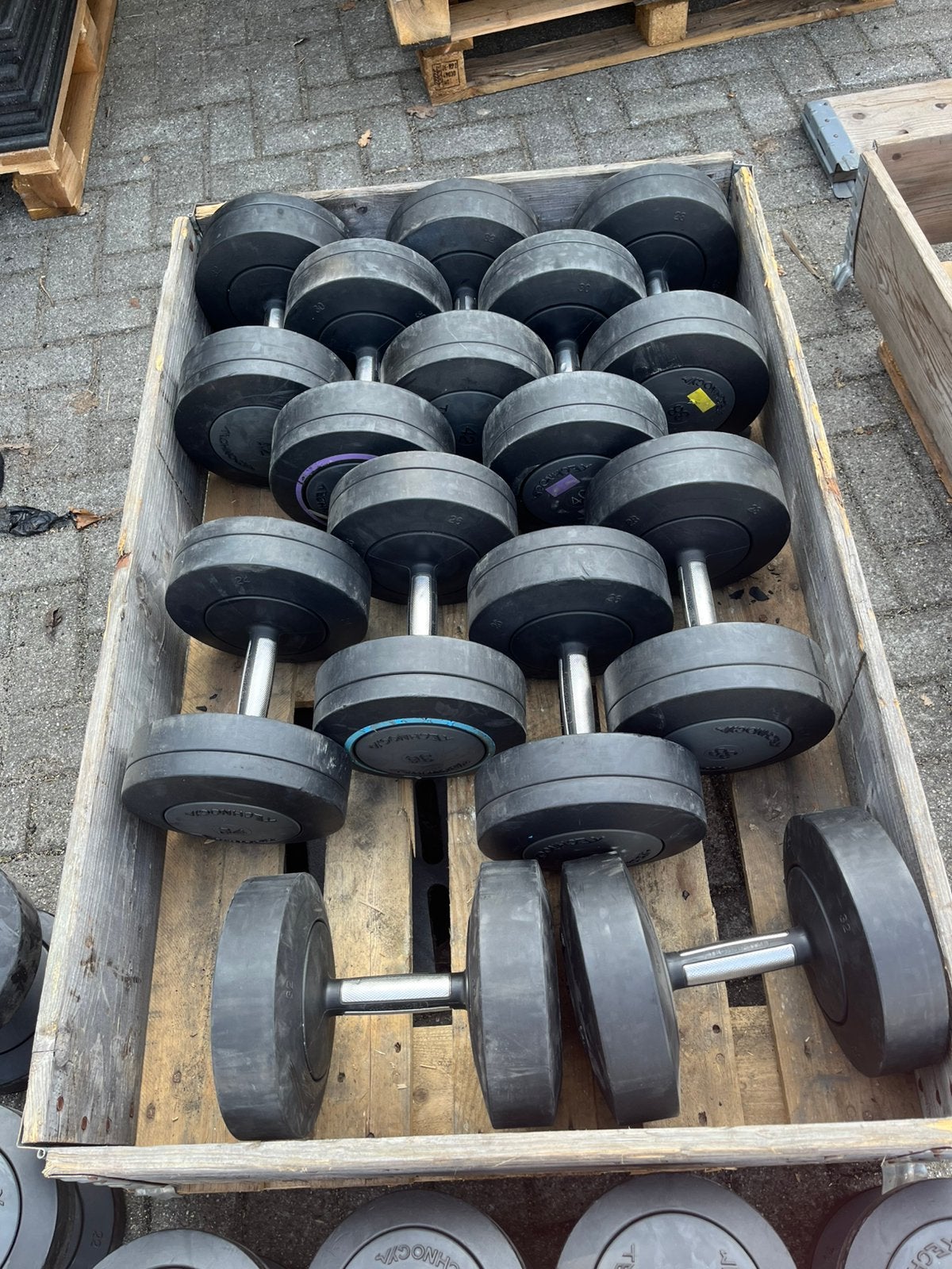 Technogym dumbbells 30-42 kg dumbbell set gewichten, Dumbbell, 30-42 kg dumbbells, Gewichten, Ophalen of Verzenden
