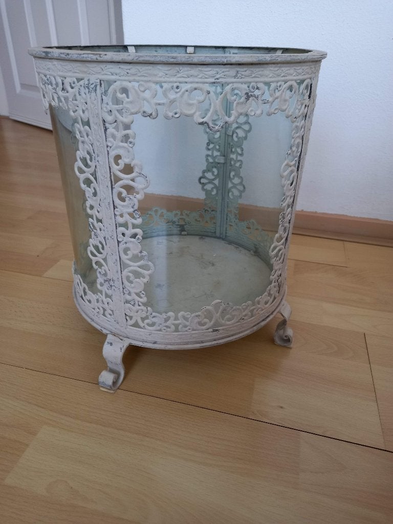 brocante tafelvaas, Ophalen, Gebruikt, Wit, Metaal