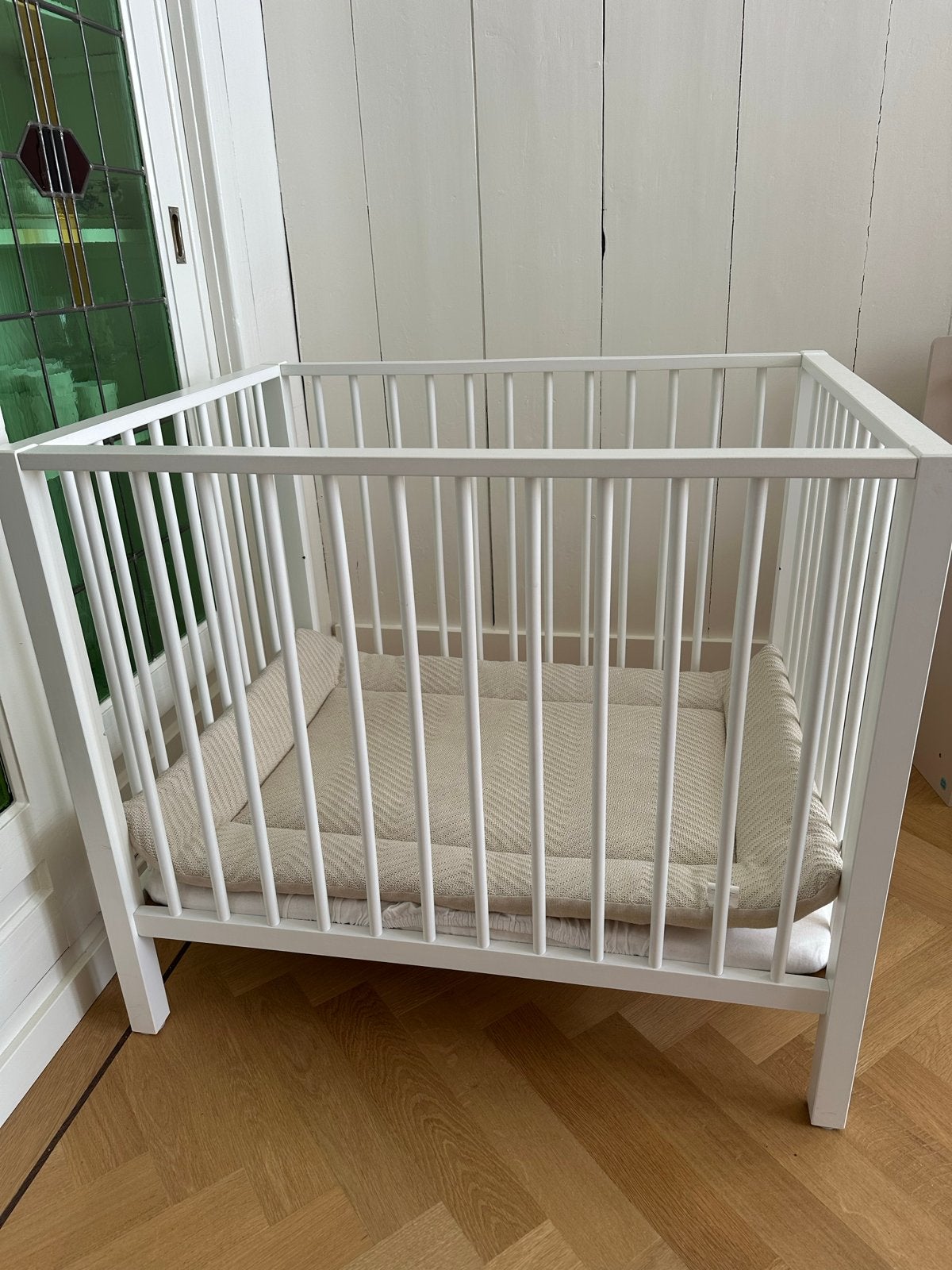 Babypark box 90x70 wit, Ophalen, Zo goed als nieuw, Rechthoekig, In hoogte verstelbaar