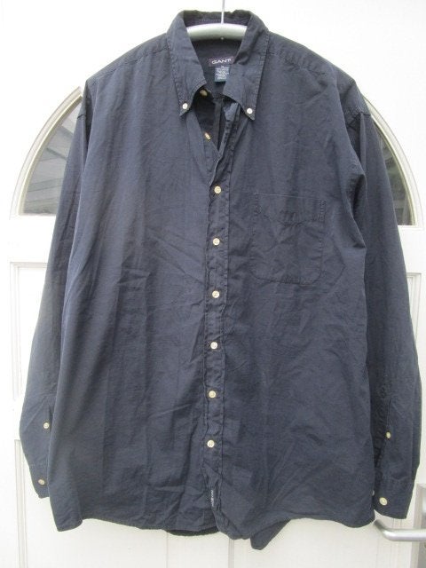 Zeer ruim donkerblauw Gant overhemd,  XL valt als ruime XXL, Ophalen, Blauw, GANT, Zo goed als nieuw