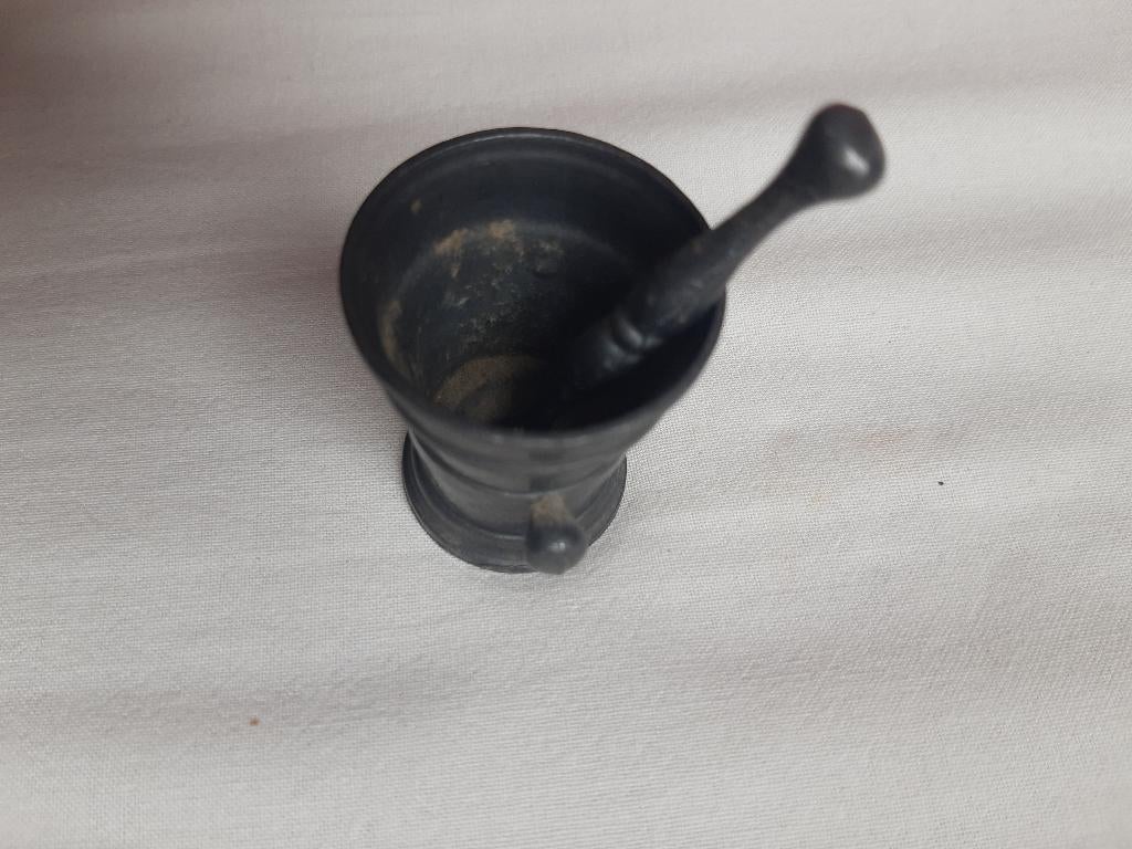 miniatuur vijzel tin, gemerkt, Ophalen of Verzenden