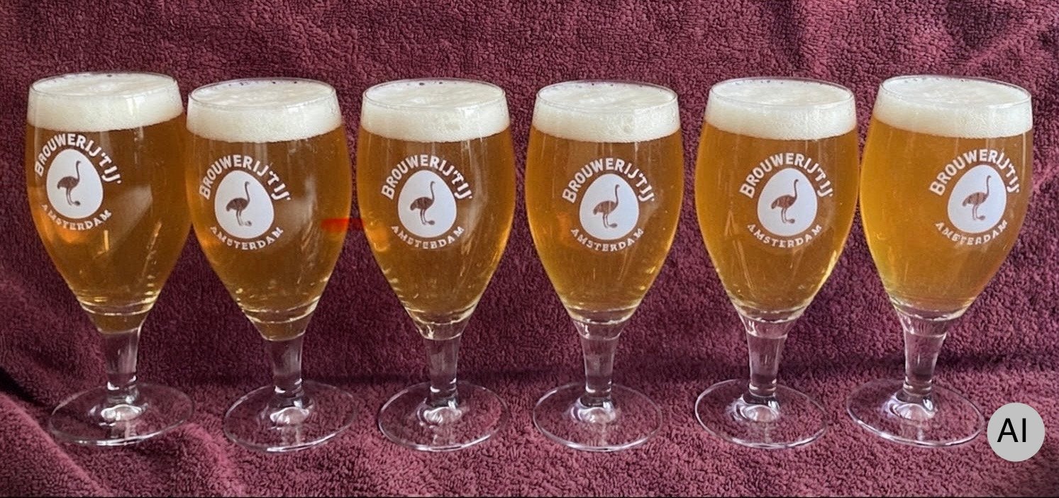 Doos met zes glazen Brouwerij ‘t IJ, Ophalen, Zo goed als nieuw, Overige typen