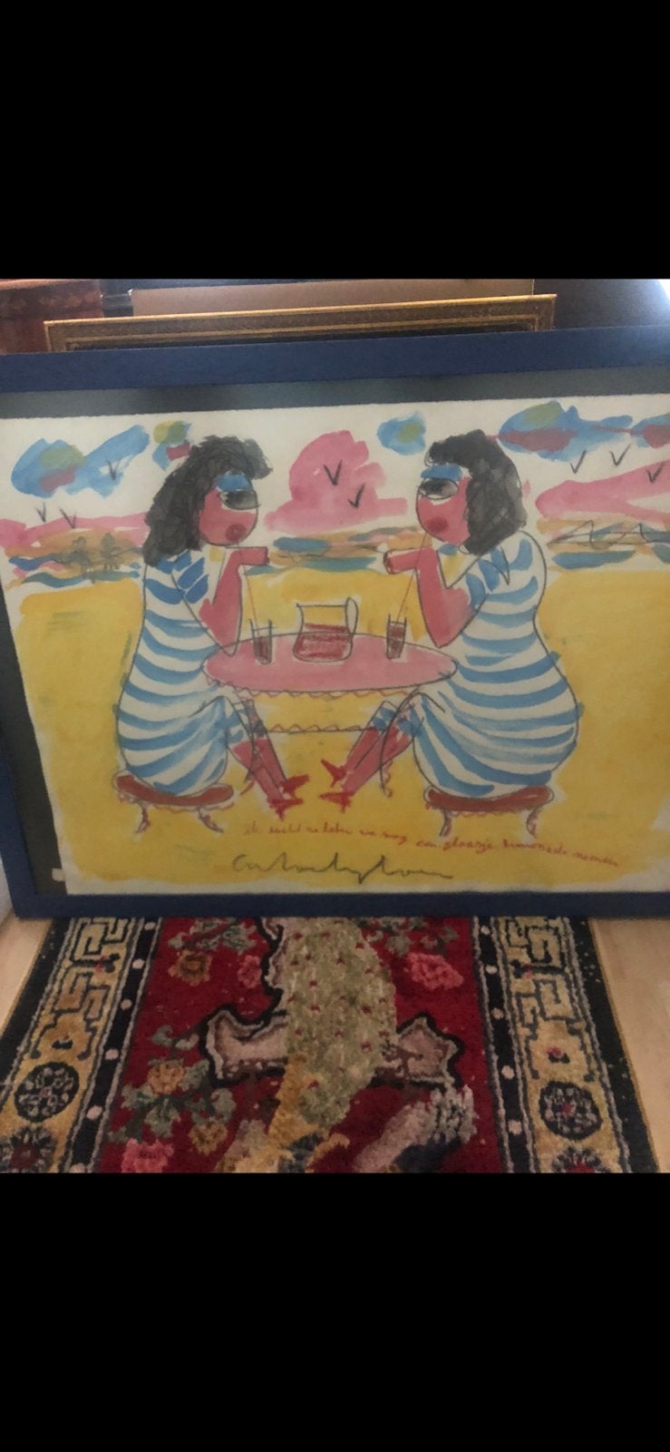 Anton Heyboer Dames op het strand, Ophalen of Verzenden, Zo goed als nieuw, Minder dan 50 cm, Schilderij