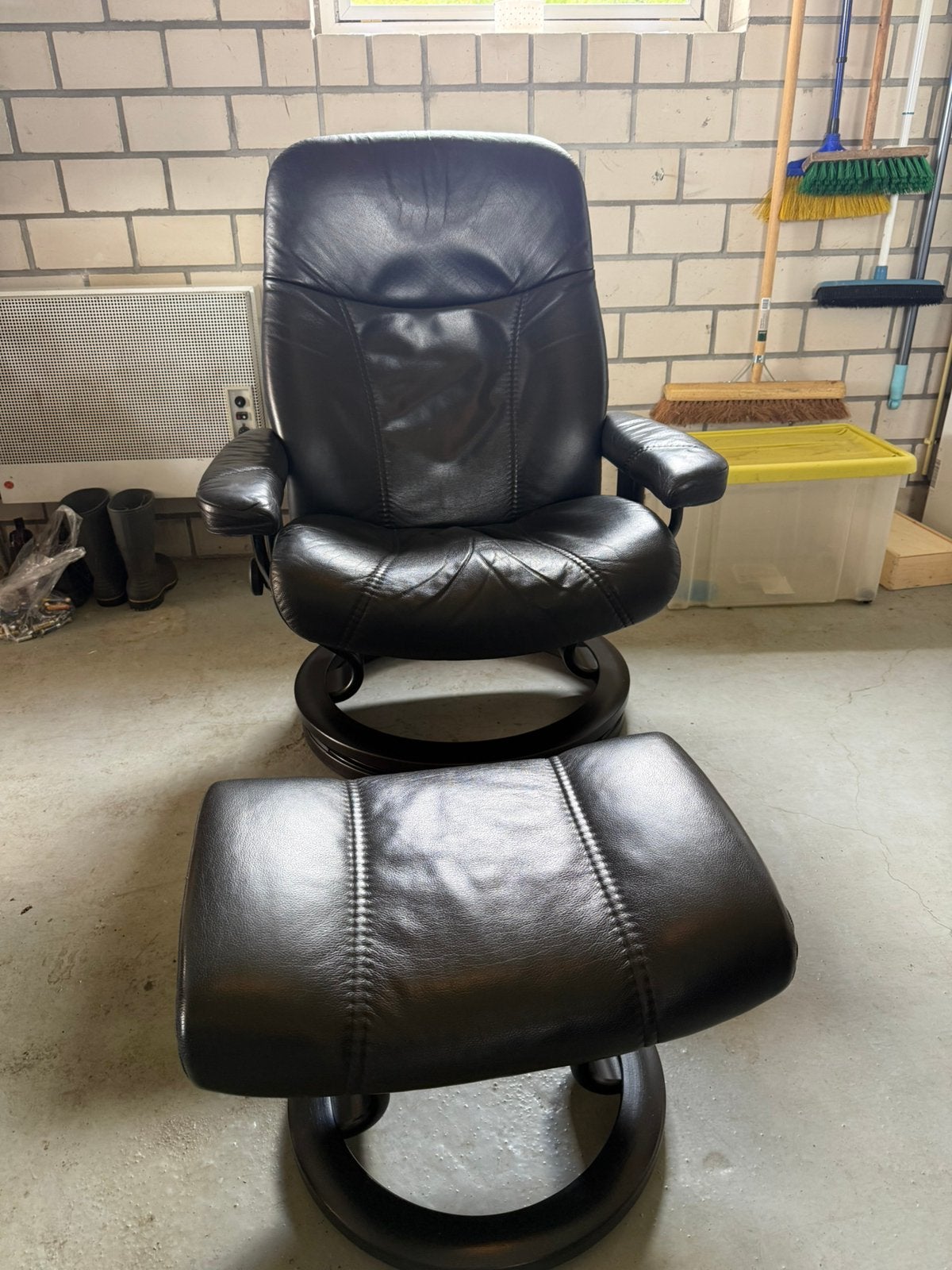 Stressless stoel L, Ophalen, Zwart, Leer, Eén