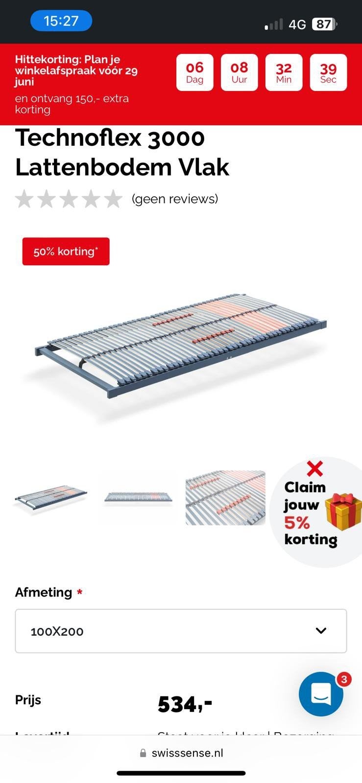 Lattenbodem swiss sense technoflex 3000, Ophalen, Zo goed als nieuw