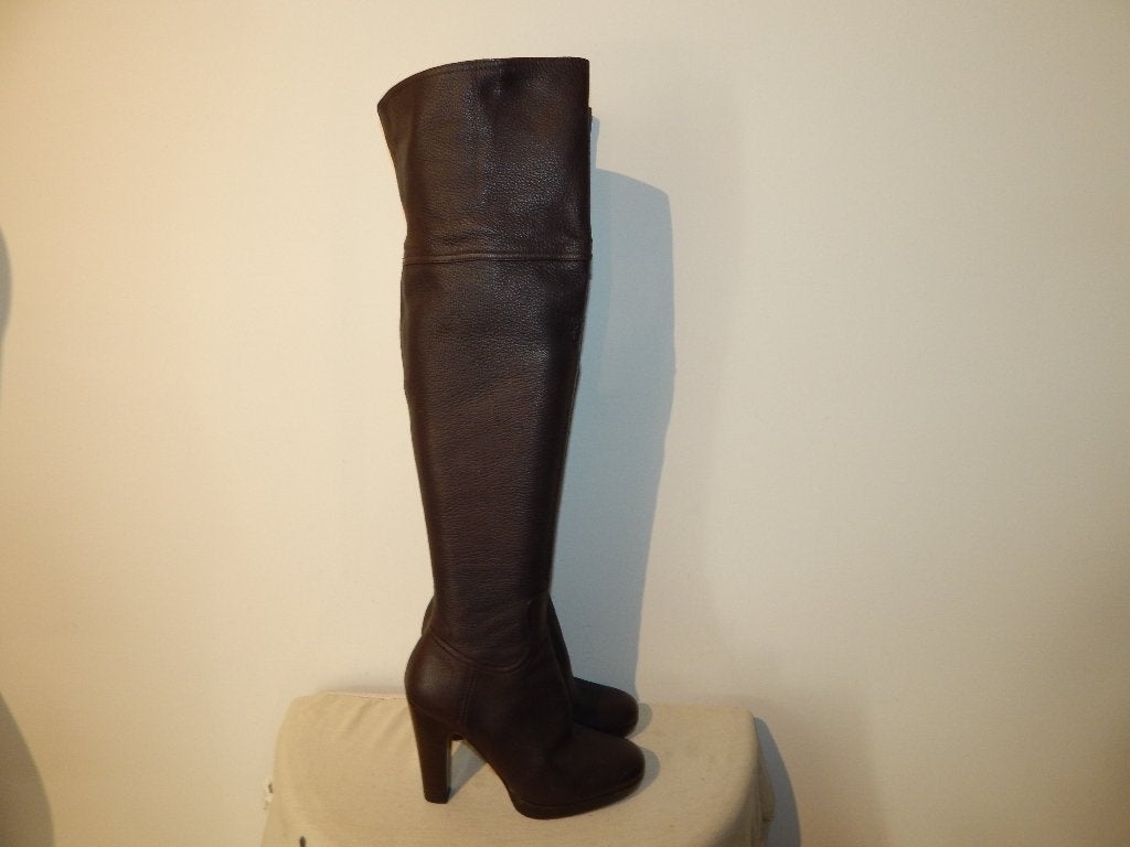 Miu Miu hoge overknee laarzen zacht leer chocolade bruin 36