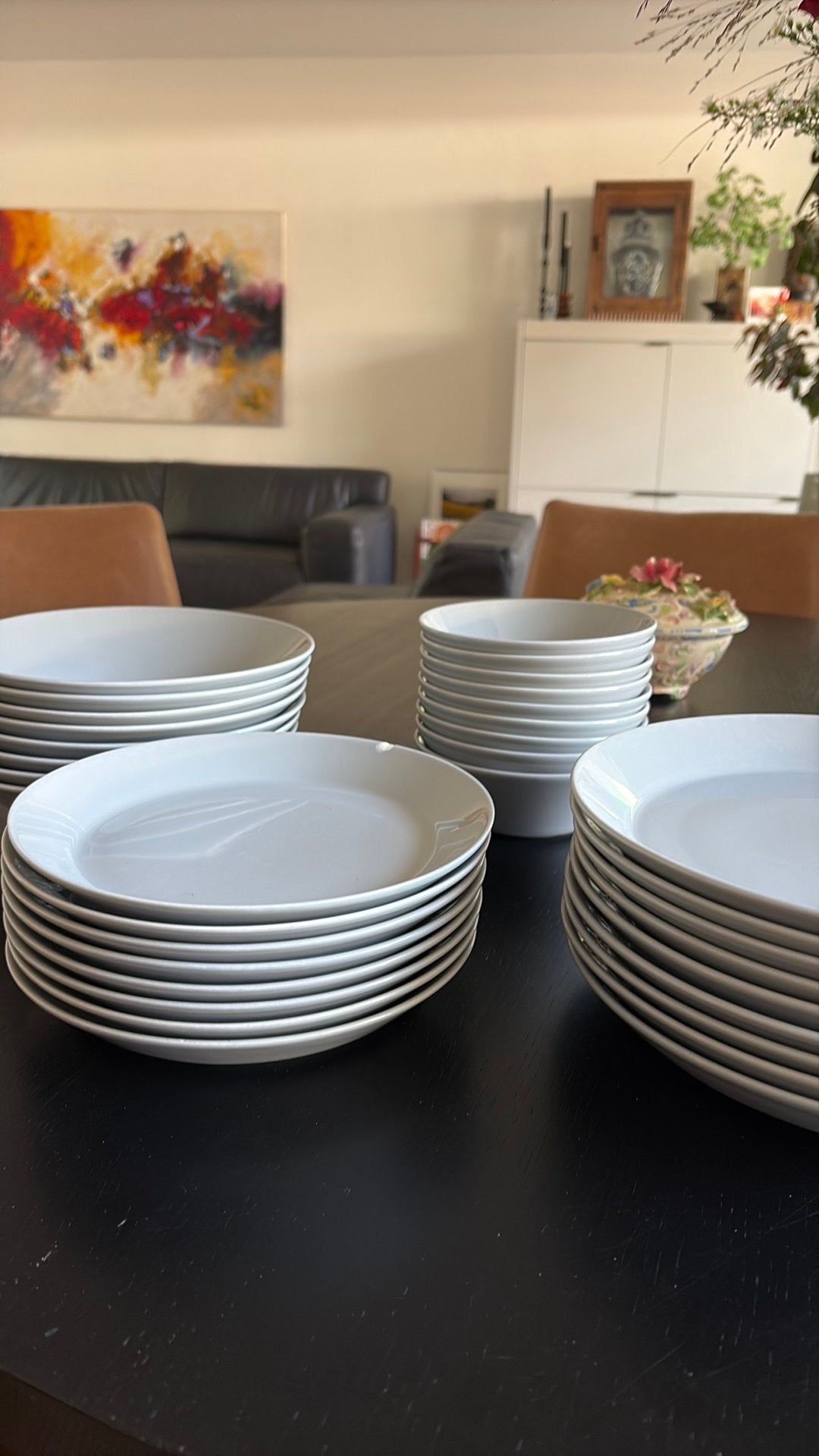 Serviesset Iittala teema parelgrijs, Ophalen, Gebruikt, Bord(en), Overige stijlen
