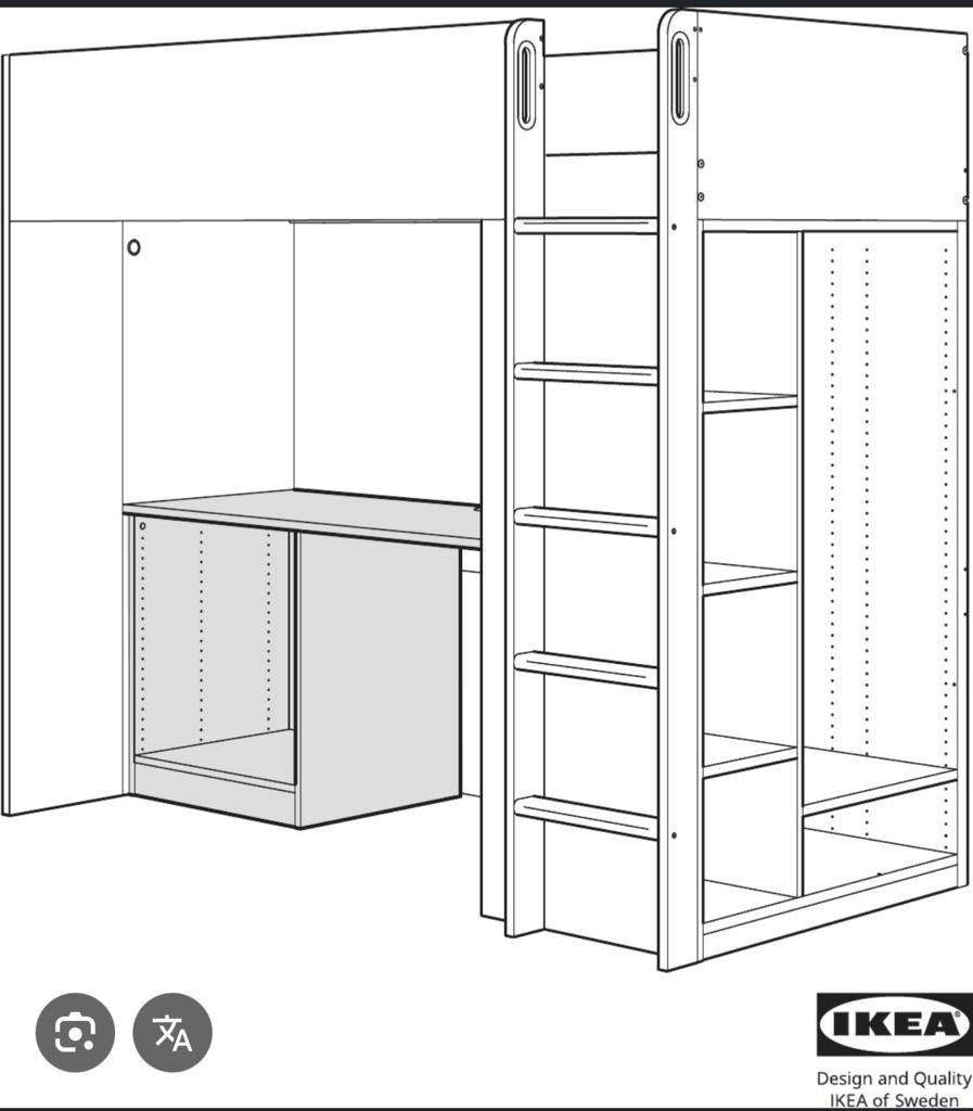 IKEA stuva Hoogslaper met bureau en opbergruimte, Ophalen, Gebruikt, Eenpersoons, 200 cm