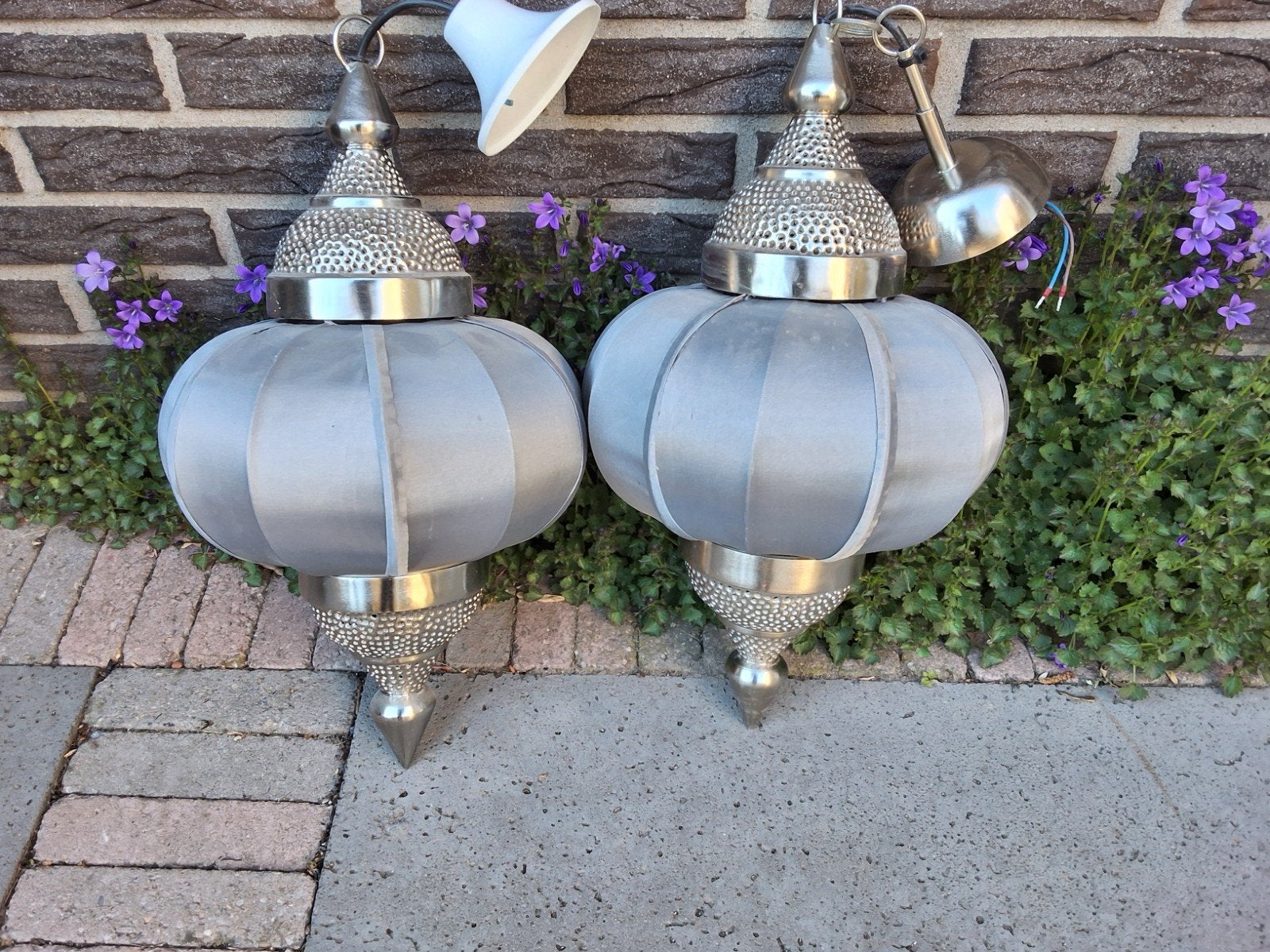 Zilverkleurige  oosterse  hanglampen, Ophalen of Verzenden, Minder dan 50 cm