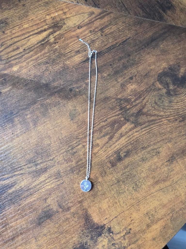 Kaya Zilver 925 Ketting met Geboortebloem Februari, Ophalen, Met hanger, Gebruikt, Zilver