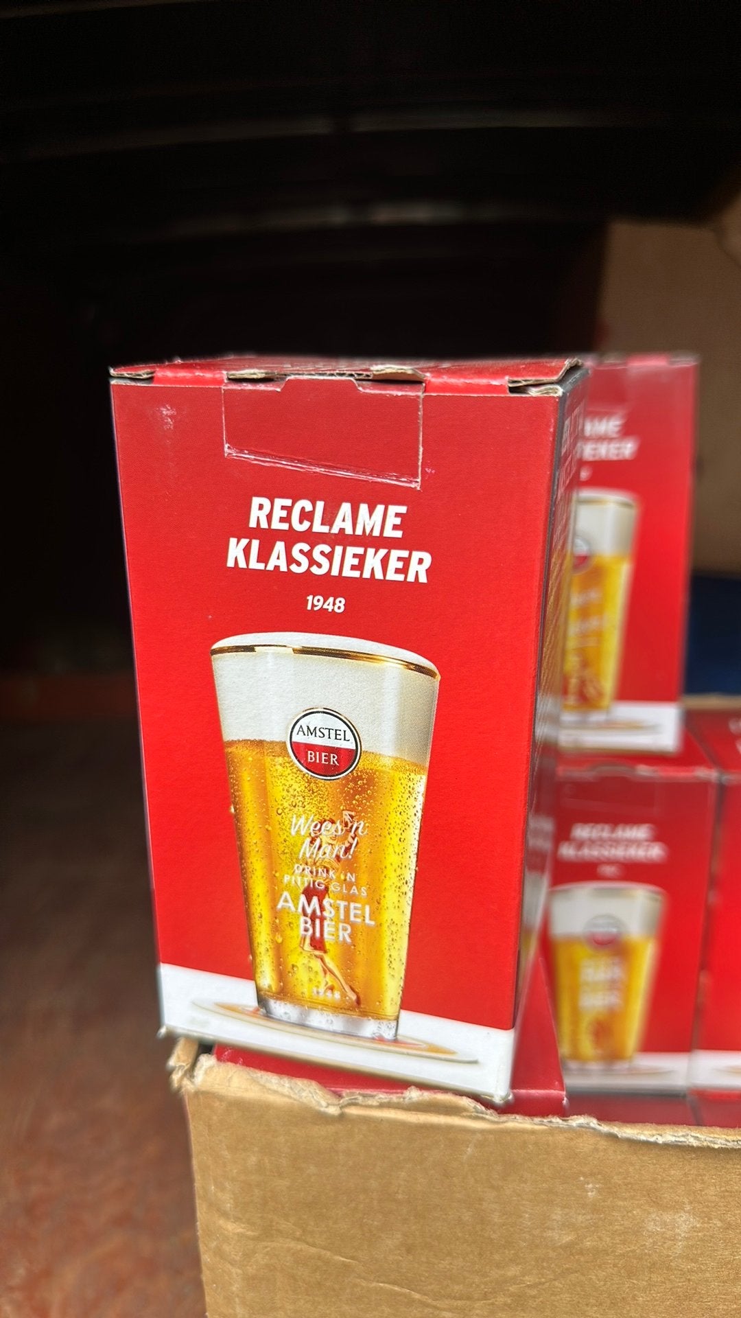 30 Amstel Bier Glazen - Nieuw in Doos, Ophalen, Nieuw, Gebruiksvoorwerp