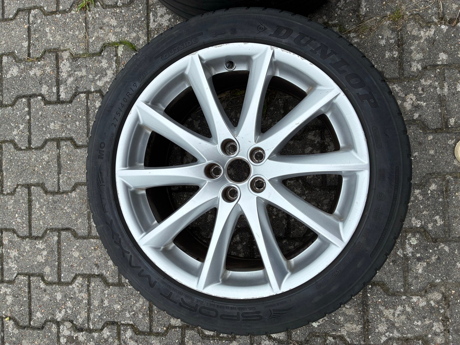 Jaguar XJ velgen 2x 274/40 R19 en 2x 245/45 ZR19, 19 inch, Gebruikt, 275 mm, Banden en Velgen