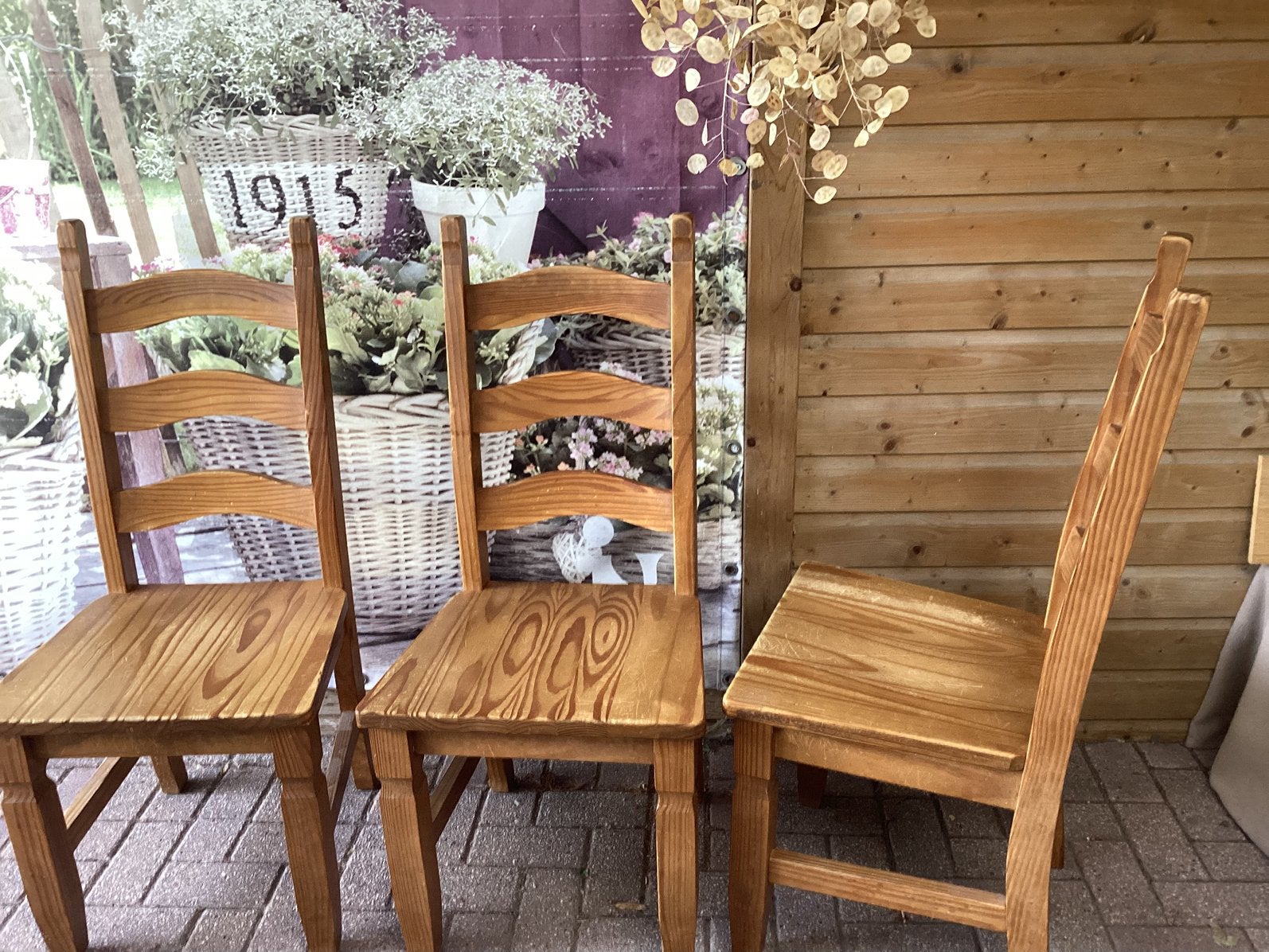 6 houten stoelen, Huis en Inrichting, Stoelen, Ophalen, Gebruikt, Bruin