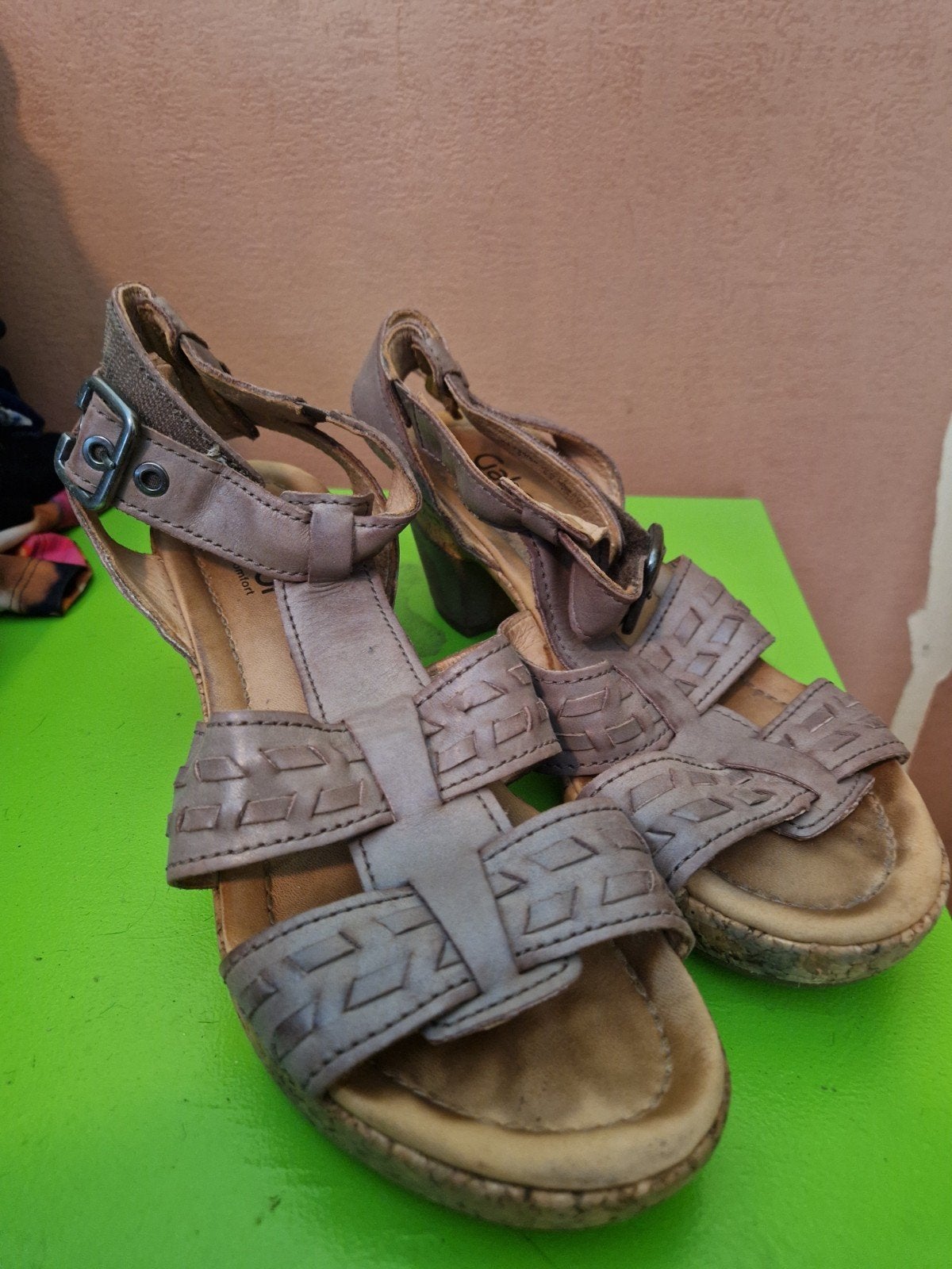 Gabor comfort sandalen met hak - Maat 40 (G7), Bruin, Gabor, Gedragen, Sandalen of Muiltjes